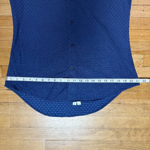 Ledbury Blue Mens Long Sleeve Button Down Textured Pattern Size 15.5 M - Picture 7 of 8